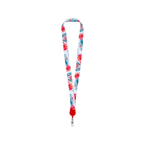 Ланъярд 2 см с ретрактором, красный