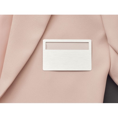 Бейдж металл+ загибушка прозрачная, 90х60мм, серебристый