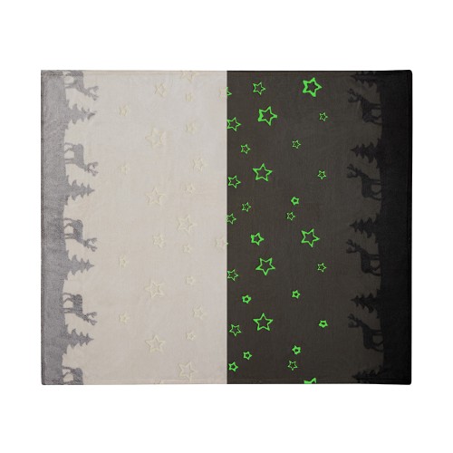 Плед из флиса Новогодний светящийся, бежевый