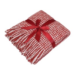 Акриловый плед Harp 130x180 см, белый/бордо