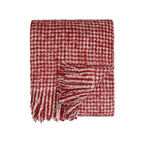 Акриловый плед Harp 130x180 см, белый/бордо