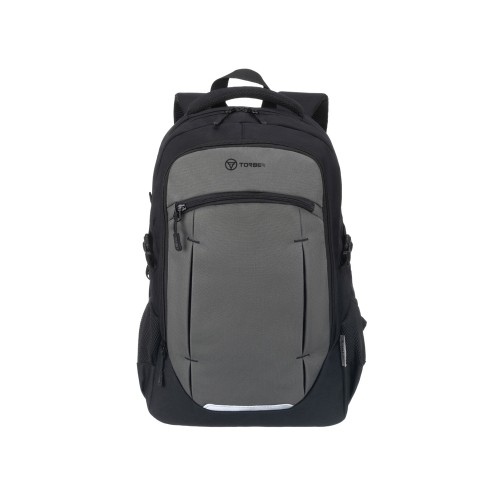 Рюкзак TORBER КЛАСС, чёрно-серый, 46 x 32 x 18 см + Мешок для сменной обуви в подарок!