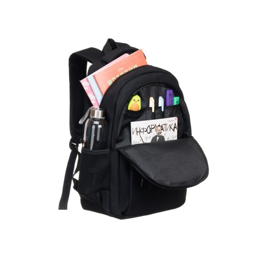 Рюкзак TORBER КЛАСС, черный, полиэстер 900D, 45 x 30 x 18 см + Мешок для сменной обуви в подарок!