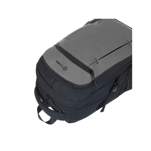 Рюкзак TORBER КЛАСС, чёрно-серый, 46 x 32 x 18 см + Мешок для сменной обуви в подарок!