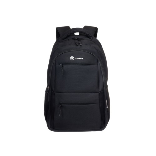 Рюкзак TORBER КЛАСС, черный, полиэстер 900D, 45 x 30 x 18 см + Мешок для сменной обуви в подарок!
