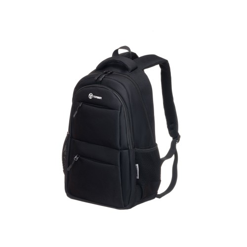 Рюкзак TORBER КЛАСС, черный, полиэстер 900D, 45 x 30 x 18 см + Мешок для сменной обуви в подарок!