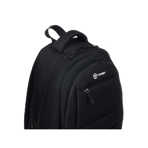 Рюкзак TORBER КЛАСС, черный, полиэстер 900D, 45 x 30 x 18 см + Мешок для сменной обуви в подарок!