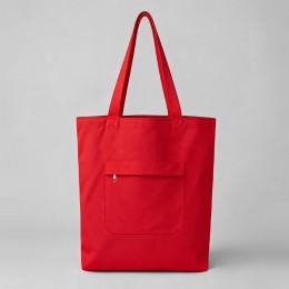 Сумка на молнии Zipper из хлопка 280 г c карманом на молнии спереди, красный