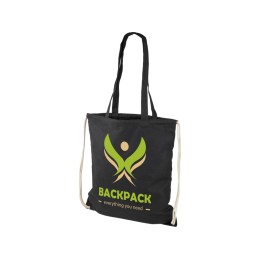 Рюкзак со шнурком Eliza из хлопчатобумажной ткани плотностью 240 г/м2, черный