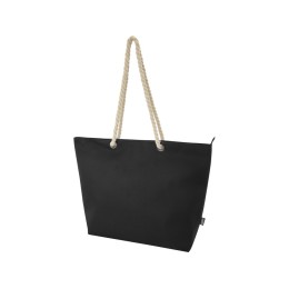 Panama пляжная эко-сумка-холодильник из переработанного материала, с ручками-шнурками 23L, сплошной черный