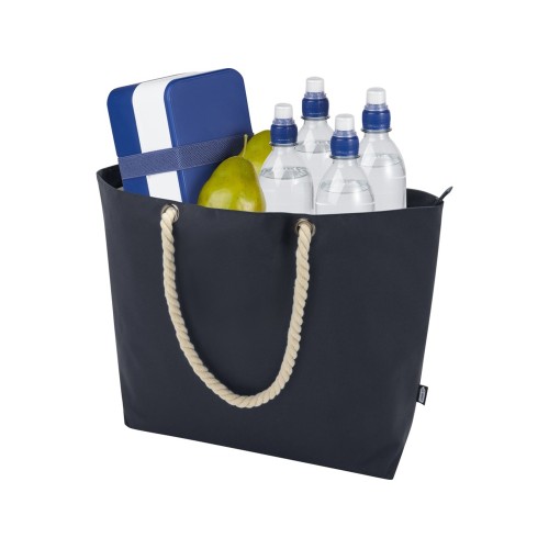 Panama пляжная эко-сумка-холодильник из переработанного материала, с ручками-шнурками 23L, синий navy