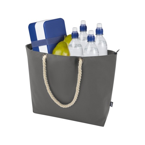 Panama пляжная эко-сумка-холодильник из переработанного материала, с ручками-шнурками 23L, серый