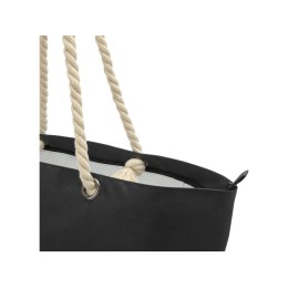 Panama пляжная эко-сумка-холодильник из переработанного материала, с ручками-шнурками 23L, сплошной черный