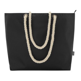 Panama пляжная эко-сумка-холодильник из переработанного материала, с ручками-шнурками 23L, сплошной черный