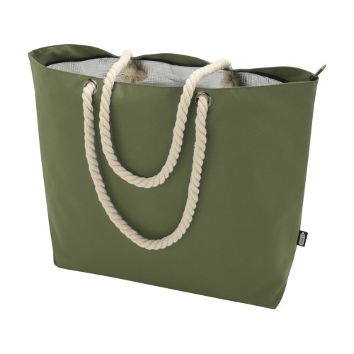 Panama пляжная эко-сумка-холодильник из переработанного материала, с ручками-шнурками 23L, оливковый