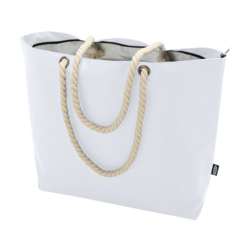 Panama пляжная эко-сумка-холодильник из переработанного материала, с ручками-шнурками 23L, белый