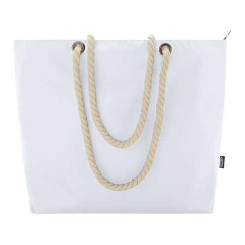 Panama пляжная эко-сумка-холодильник из переработанного материала, с ручками-шнурками 23L, белый