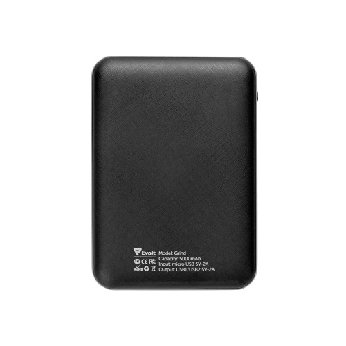 Портативное зарядное устройство"Grind", 5000 mAh, черный