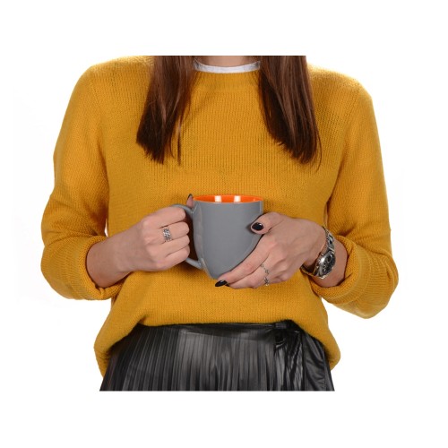 Кружка керамическая «Gracy» 450мл, серый/оранжевый