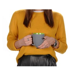 Кружка керамическая «Gracy» 450мл, серый/зеленое яблоко