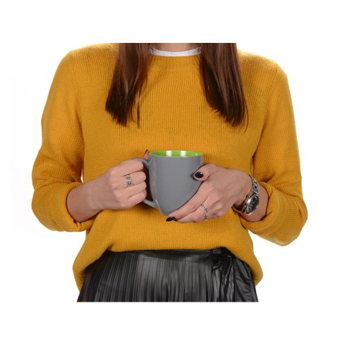 Кружка керамическая «Gracy» 450мл, серый/зеленое яблоко