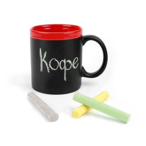 Кружка с покрытием для рисования мелом «Да Винчи», черный/красный