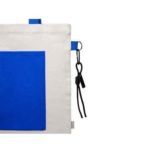 Сумка для покупок Тема из переработанных материалов с наружным цветным карманом, синий