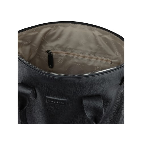 Сумка-шоппер BUGATTI ЭЛЬЗА | ELSA, чёрная, воловья кожа/полиэстер, 46х11х31,5 см