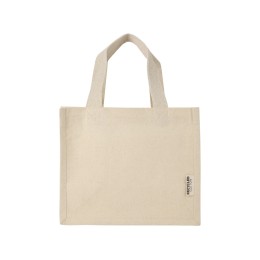 Мини эко-сумка Odessa с клинчиком, изготовленная из переработанного хлопка, сертифицированного согласно GRS, плотностью 220 г/м², объемом 9 л - Натуральный