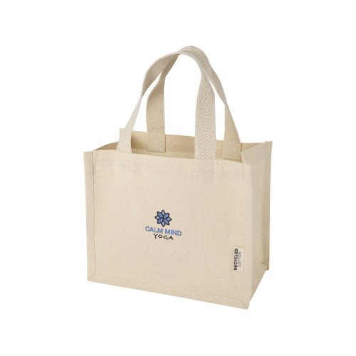 Мини эко-сумка Odessa с клинчиком, изготовленная из переработанного хлопка, сертифицированного согласно GRS, плотностью 220 г/м², объемом 9 л - Натуральный