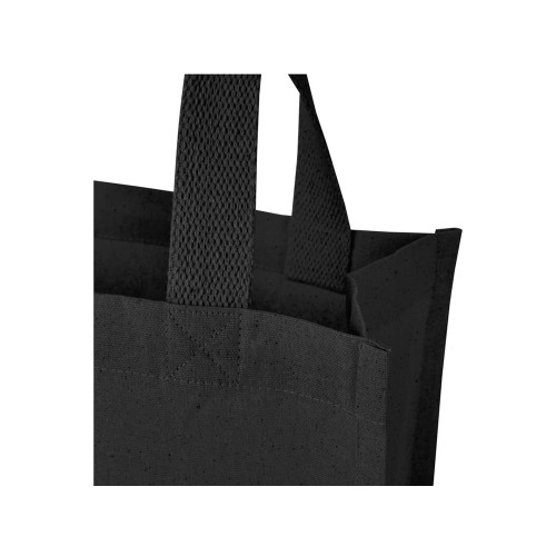 Мини эко-сумка Odessa с клинчиком, изготовленная из переработанного хлопка, сертифицированного согласно GRS, плотностью 220 г/м², объемом 9 л - сплошной черный