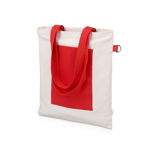 Сумка для покупок Тема из переработанных материалов с наружным цветным карманом, красный