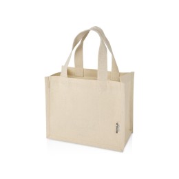 Мини эко-сумка Odessa с клинчиком, изготовленная из переработанного хлопка, сертифицированного согласно GRS, плотностью 220 г/м², объемом 9 л - Натуральный