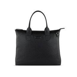 Сумка-шоппер BUGATTI ЭЛЬЗА | ELSA, чёрная, воловья кожа/полиэстер, 46х11х31,5 см