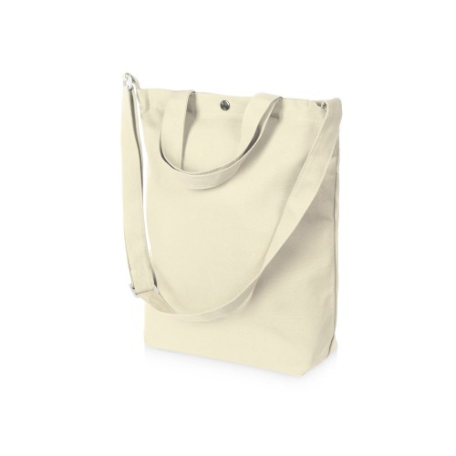 Сумка Helfer из хлопка на кнопке с регулирующейся лямкой, натуральный