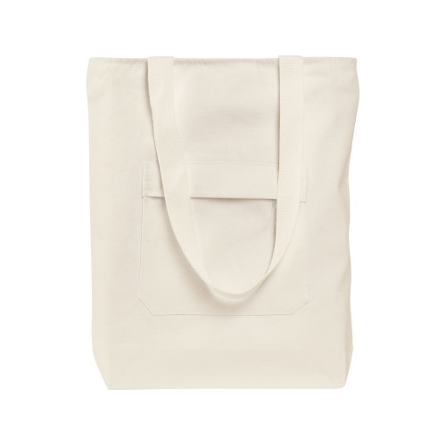 Сумка на молнии Zipper из хлопка 280 г c карманом на молнии спереди, натуральный