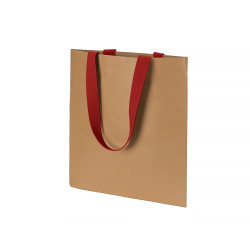 Сумка-шоппер Papyrus из моющейся крафт-бумаги, натруальный/красный
