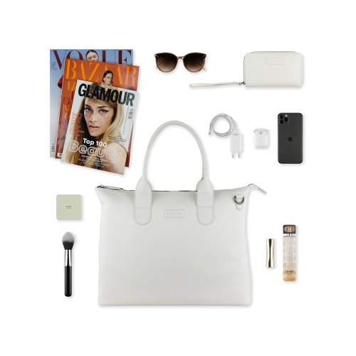 Сумка-шоппер BUGATTI ЭЛЬЗА | ELSA, белая, воловья кожа/полиэстер, 46х11х31,5 см