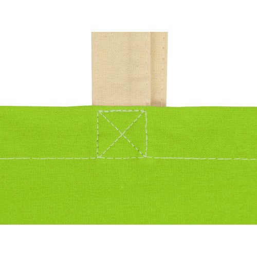 Сумка для шопинга Twin двухцветная из хлопка, 180 г/м2, зеленое яблоко/натуральный