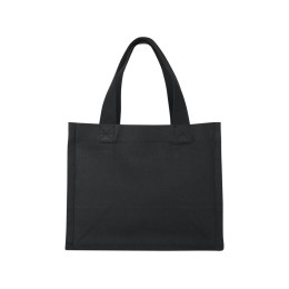 Мини эко-сумка Odessa с клинчиком, изготовленная из переработанного хлопка, сертифицированного согласно GRS, плотностью 220 г/м², объемом 9 л - сплошной черный