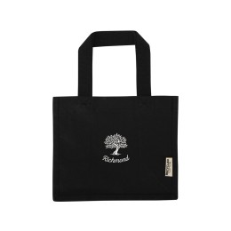 Мини эко-сумка Odessa с клинчиком, изготовленная из переработанного хлопка, сертифицированного согласно GRS, плотностью 220 г/м², объемом 9 л - сплошной черный