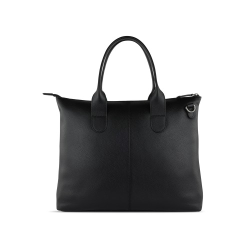 Сумка-шоппер BUGATTI ЭЛЬЗА | ELSA, чёрная, воловья кожа/полиэстер, 46х11х31,5 см