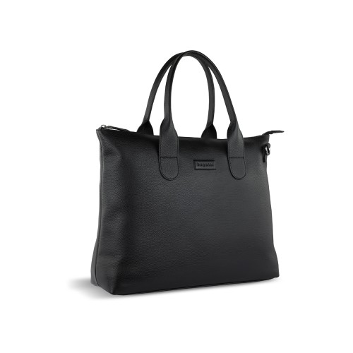 Сумка-шоппер BUGATTI ЭЛЬЗА | ELSA, чёрная, воловья кожа/полиэстер, 46х11х31,5 см