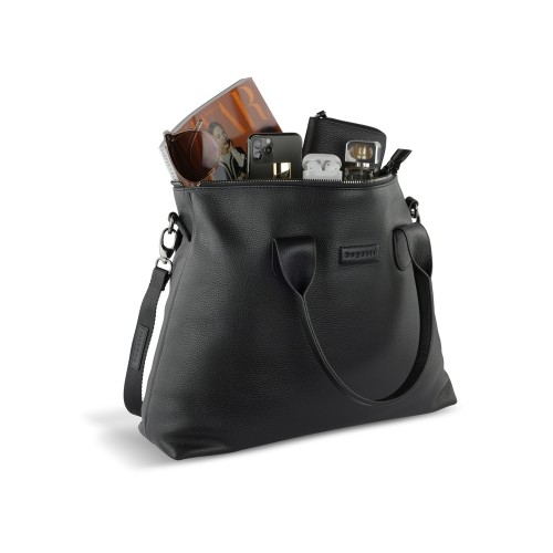 Сумка-шоппер BUGATTI ЭЛЬЗА | ELSA, чёрная, воловья кожа/полиэстер, 46х11х31,5 см