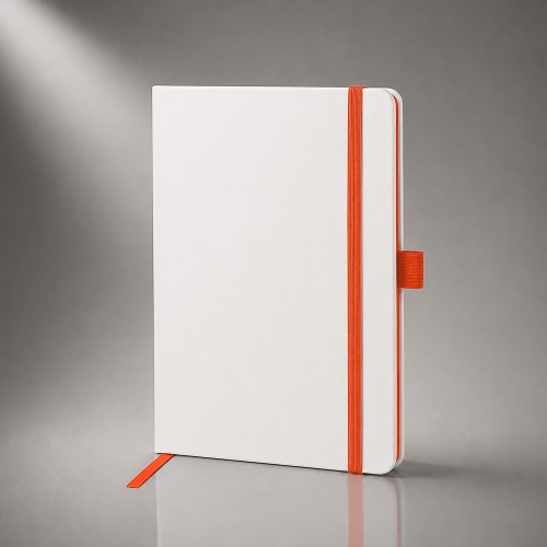 Блокнот "ColorNote White", твердая обложка A5, 80 листов, белый и оранжевый
