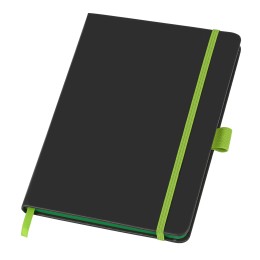 Блокнот "ColorNote Black", твердая обложка A5, 80 листов, черный с зеленым яблоком