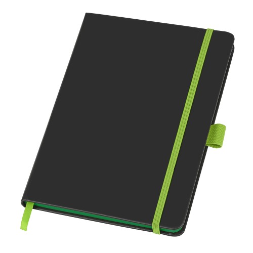 Блокнот "ColorNote Black", твердая обложка A5, 80 листов, черный с зеленым яблоком