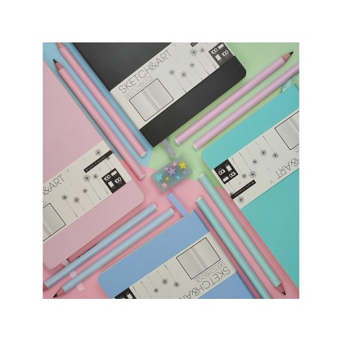 Скетчбук "Sketch & Art" в мягком переплете 140х210 мм, 100 л. бежевой бумаги 100 гр., голубой