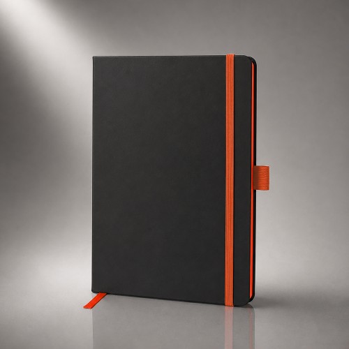 Блокнот "ColorNote Black", твердая обложка A5, 80 листов, черный с оранжевым