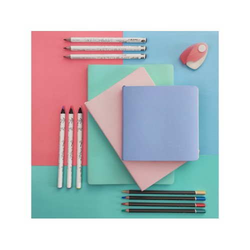 Скетчбук "Sketch & Art" в мягком переплете 140х210 мм, 100 л. бежевой бумаги 100 гр., голубой